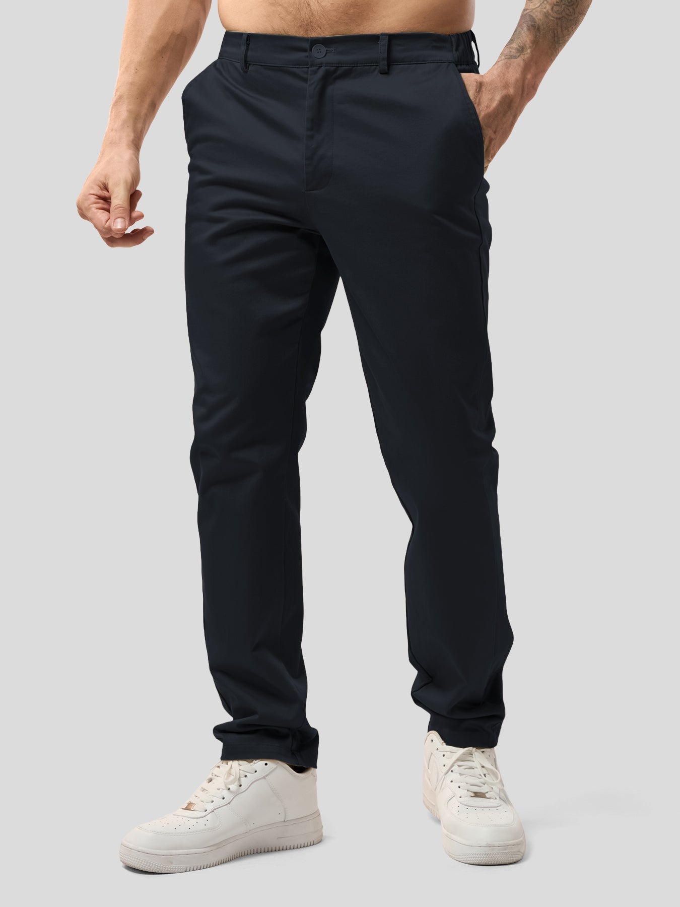 Cotton Sateen Chino Pants Stretch Work Travel